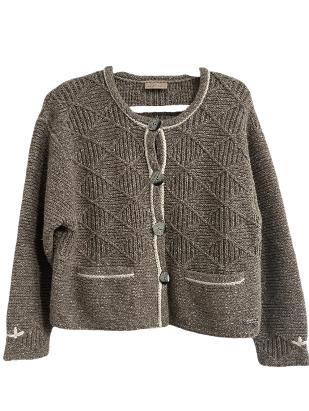 Women's Taupe Textured Knit Button Cardigan